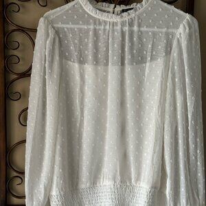 Adrianna Papell Long Sleeve White Blouse